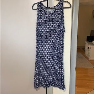 Blue and White Patterned Shift Dress
